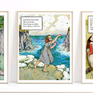 Affiche Mère Goose Nursery Rhyme Lady Bird Fly Nursery