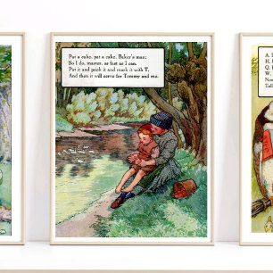Affiche Mère Goose Nursery Rhyme Pat A Cake Nursery