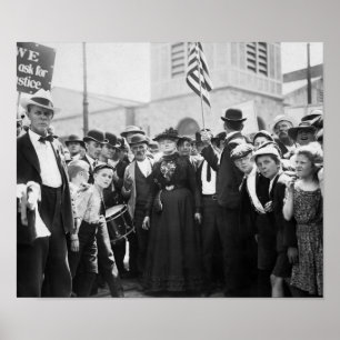 Affiche Mère Jones avec des travailleurs en grève - 1903