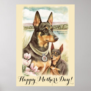 Affiche Mère jour Cute Australian Kelpie Chien Maman