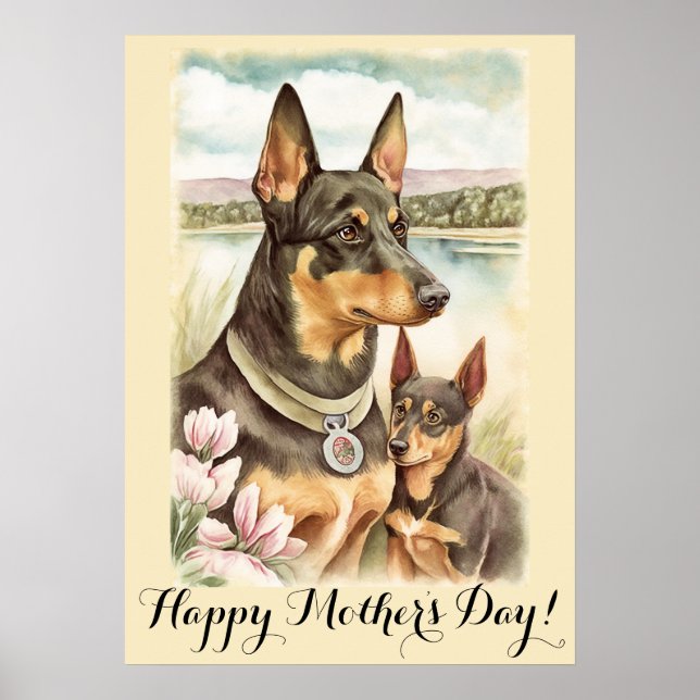 Affiche Mère jour Cute Australian Kelpie Chien Maman (Devant)