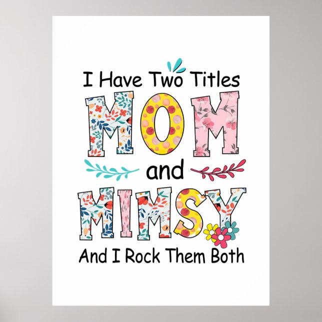 Affiche Mère Maman Et Mimsy Floral Anniversaire (Devant)