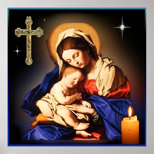 Affiche Mère Marie et bébé Jésus (Devant)