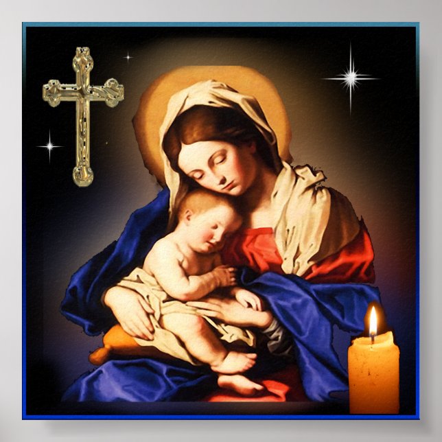Affiche Mère Marie et bébé Jésus (Devant)