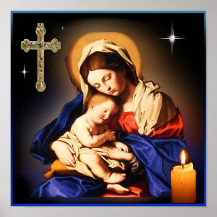 Affiche Mère Marie et bébé Jésus