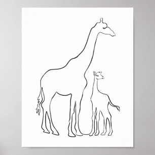 Affiche Mère minimaliste et bébé Giraffe Mur de pépinière
