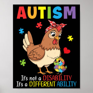 Affiche Mère sensibilisée à l'autisme Poulet Capacité diff