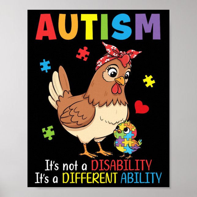 Affiche Mère sensibilisée à l'autisme Poulet Capacité diff (Devant)