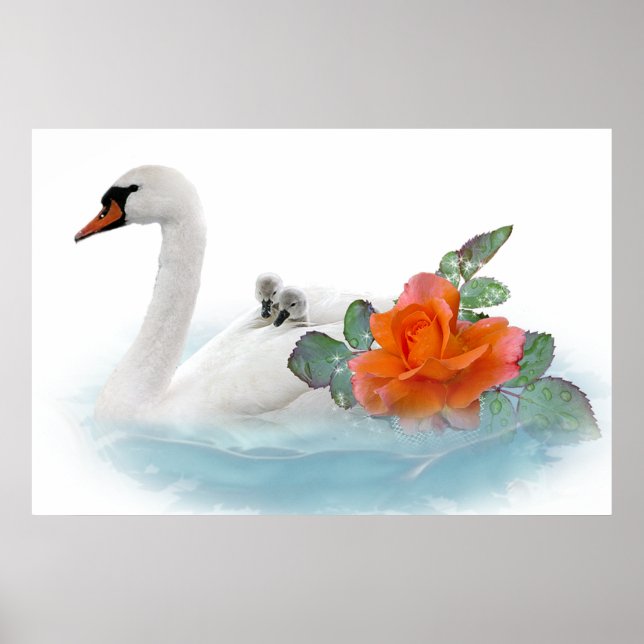 Affiche Mère Swan, Bébés et Roses (Devant)