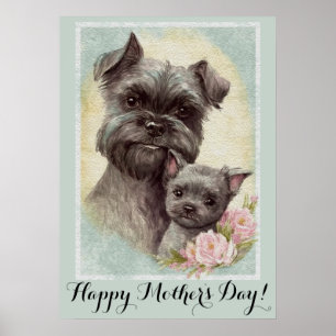 Affiche Mères jour Cute Affenpinscher Chien Maman