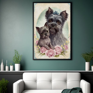 Affiche Mères jour Cute Affenpinscher Chien Maman