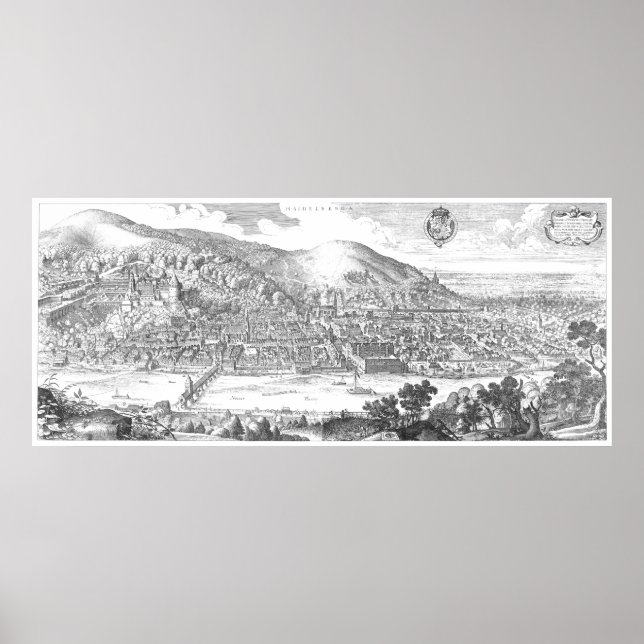 Affiche MERIAN : Château de Heidelberg et Vieille Ville (1 (Devant)