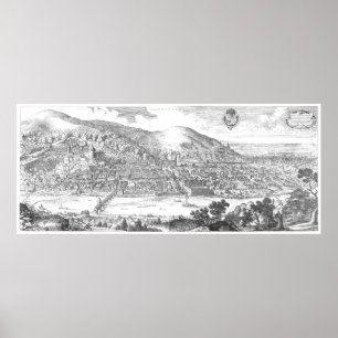 Affiche MERIAN : Château d'Heidelberg et vieille ville