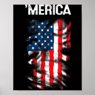 Affiche Merica 4 juillet Drapeau Vintage pour l'Indépendan