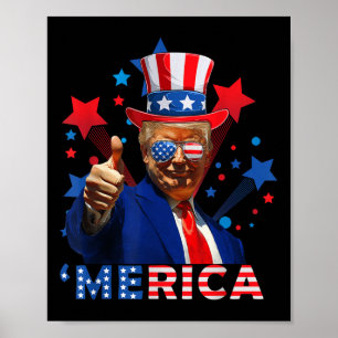 Affiche Merica 4 juillet feux d'artifice Drôle Trump Indép