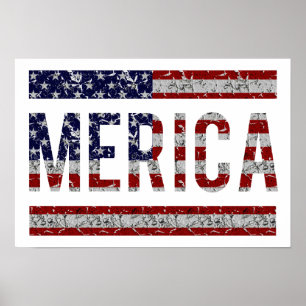 Affiche MERICA - American Pride Slang États-Unis Drapeau