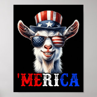 Affiche Merica Chèvre Patriotique 4 juillet Drôle Enfants 