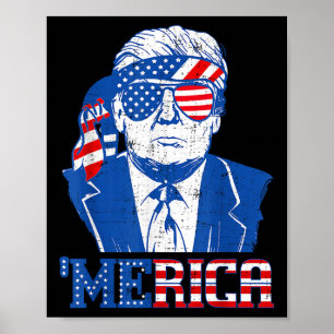 Affiche Merica Donald Trump - Drôle Trump 4 juillet Amer