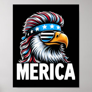 Affiche Merica Eagle Mullet Sungles États-Unis Drapeau amé