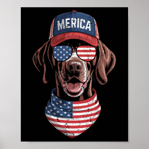 Affiche Merica Gsp Dog 4 juillet Us American Flag Usa Pa