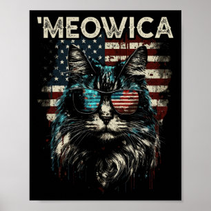 Affiche Merica Patriotique Maine Coon Chat