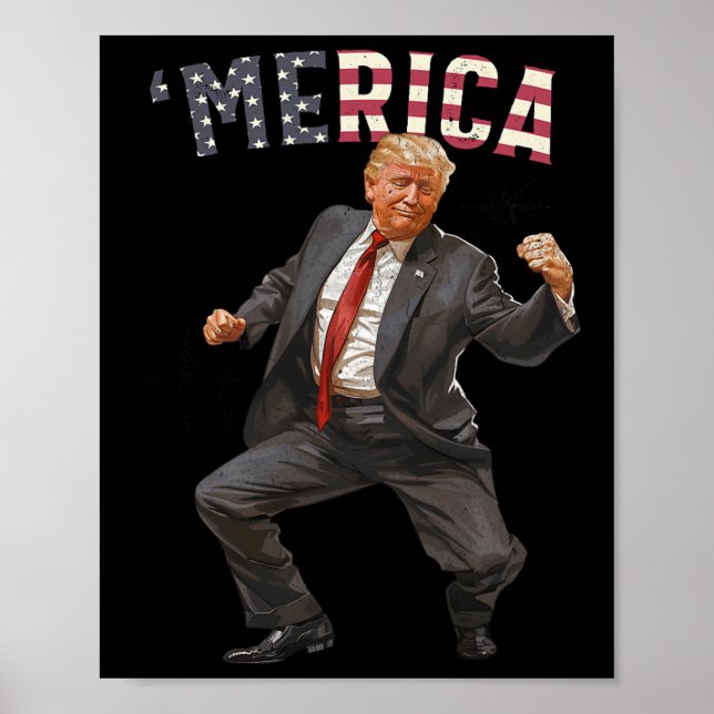 Affiche Merica Trump 4 juillet heureux Trump Drapeau améri (Devant)