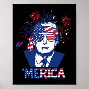 Affiche Merica Trump 4 juillet heureux Trump Drapeau améri