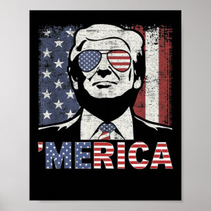 Affiche Merica Trump 4 juillet heureux Trump Drapeau améri