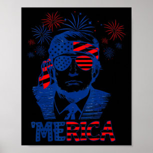 Affiche Merica Trump 4 juillet heureux Trump Drapeau améri