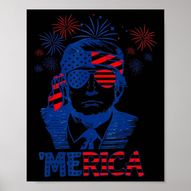 Affiche Merica Trump 4 juillet heureux Trump Drapeau améri (Devant)