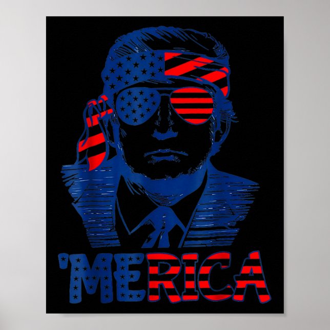 Affiche Merica Trump 4 juillet heureux Trump Drapeau améri (Devant)