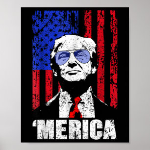 Affiche Merica Trump 4 juillet heureux Trump Drapeau améri