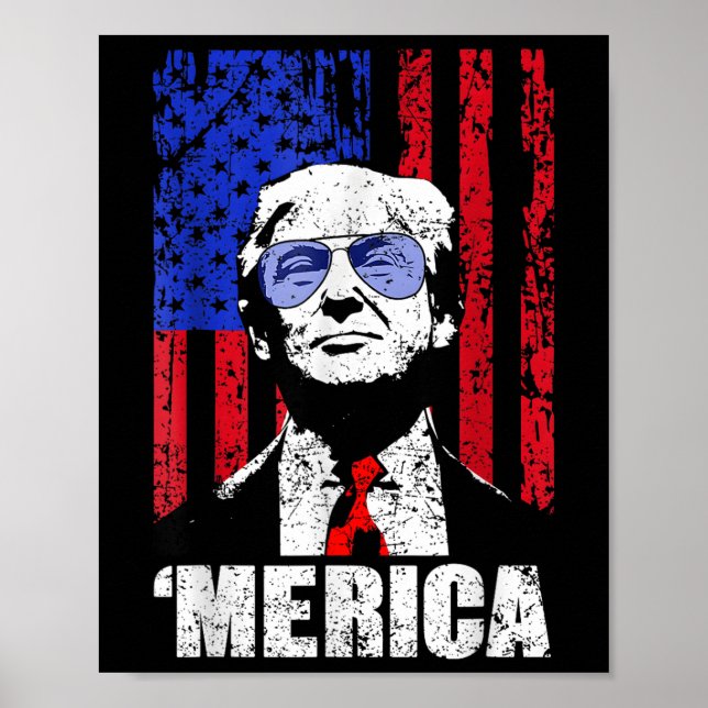 Affiche Merica Trump 4 juillet heureux Trump Drapeau améri (Devant)