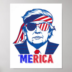Affiche Merica Trump 4 juillet heureux Trump Drapeau améri