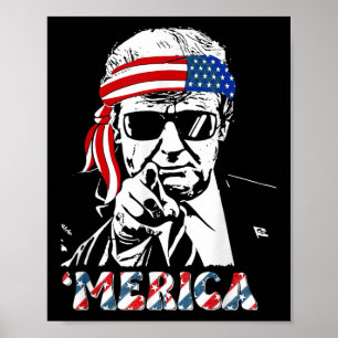 Affiche Merica Trump 4 juillet heureux Trump Drapeau améri