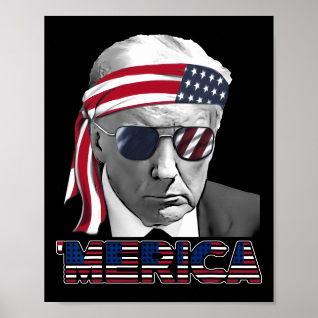 Affiche Merica Trump 4 juillet heureux Trump Drapeau améri (Devant)