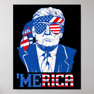 Affiche Merica Trump 4 juillet heureux Trump Drapeau améri