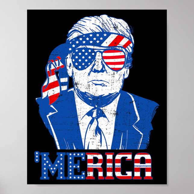 Affiche Merica Trump 4 juillet heureux Trump Drapeau améri (Devant)