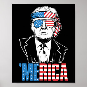 Affiche Merica Trump 4 juillet heureux Trump Drapeau améri