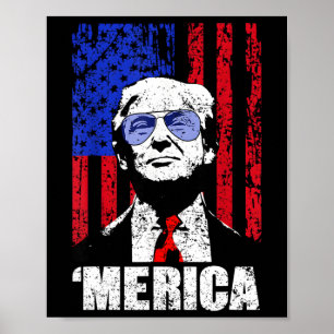Affiche Merica Trump 4 juillet heureux Trump Drapeau améri