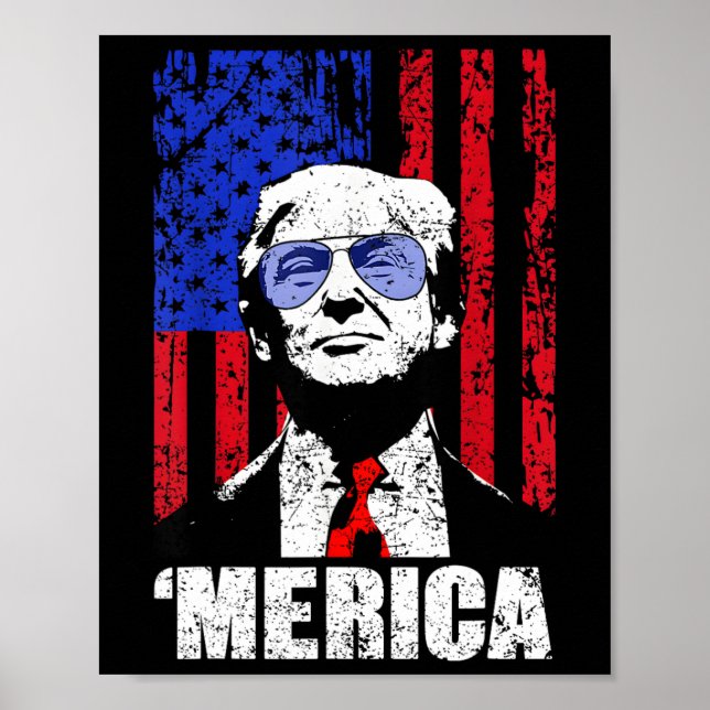 Affiche Merica Trump 4 juillet heureux Trump Drapeau améri (Devant)