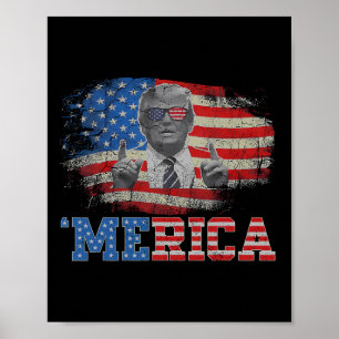 Affiche Merica Trump 4 juillet heureux Trump Drapeau améri