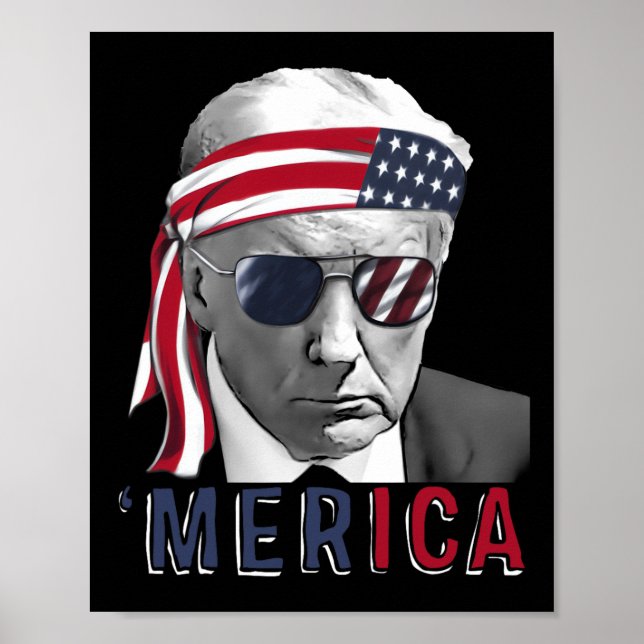 Affiche Merica Trump 4 juillet heureux Trump Drapeau améri (Devant)
