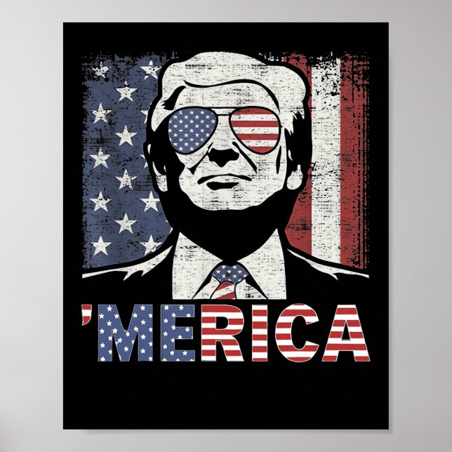 Affiche Merica Trump 4 juillet heureux Trump Drapeau améri (Devant)
