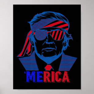 Affiche Merica Trump 4 juillet heureux Trump Drapeau améri