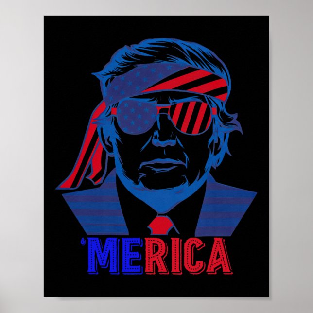 Affiche Merica Trump 4 juillet heureux Trump Drapeau améri (Devant)