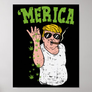 Affiche Merica Trump Bae Fumer mauvaise herbe drôle Stoner