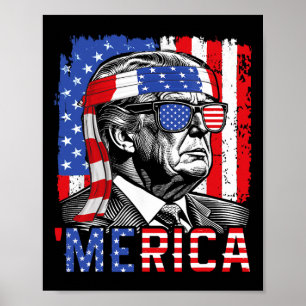 Affiche Merica Trump Happy 4 juillet Drôle américain drôle