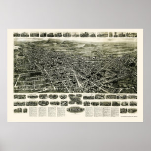 Affiche Meriden, carte panoramique de CT - 1918