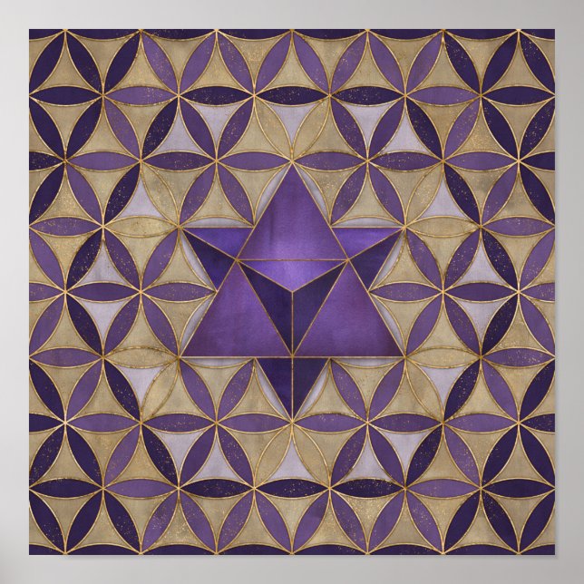 Affiche Merkabah sur Fleur de vie motif (Devant)